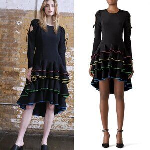 Viva Aviva Adora Silk Crepe Rainbow Ruffle Women's Dress - Size 2